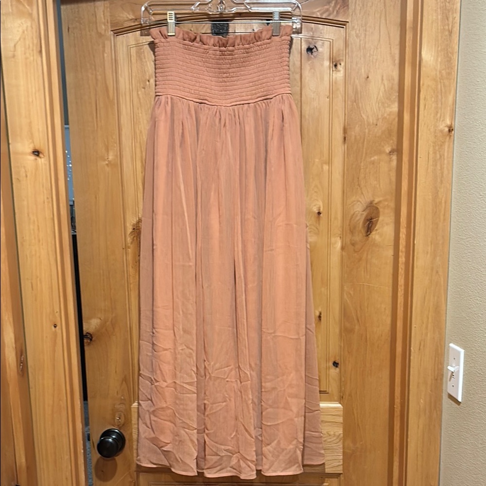 Anthropologie Smocked Waist Maxi Skirt in Dusty Rose
